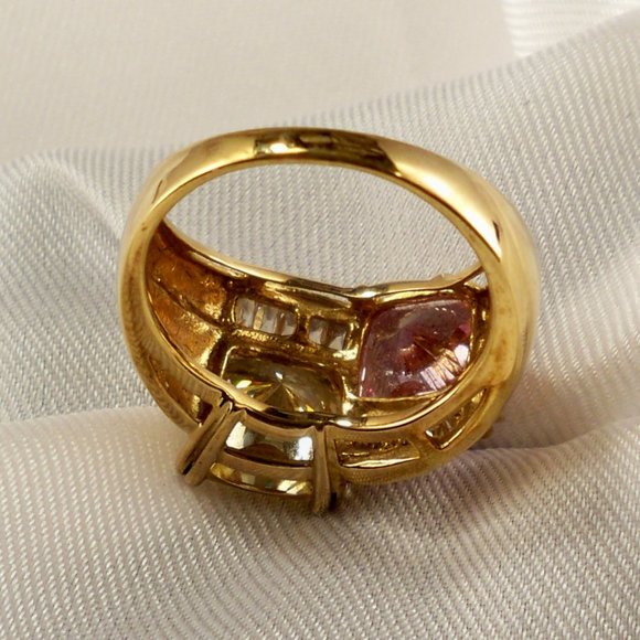 NEW Victoria Wieck Yellow & Pink Cubic Zirconias Gold Ring - Picture 8 of 10